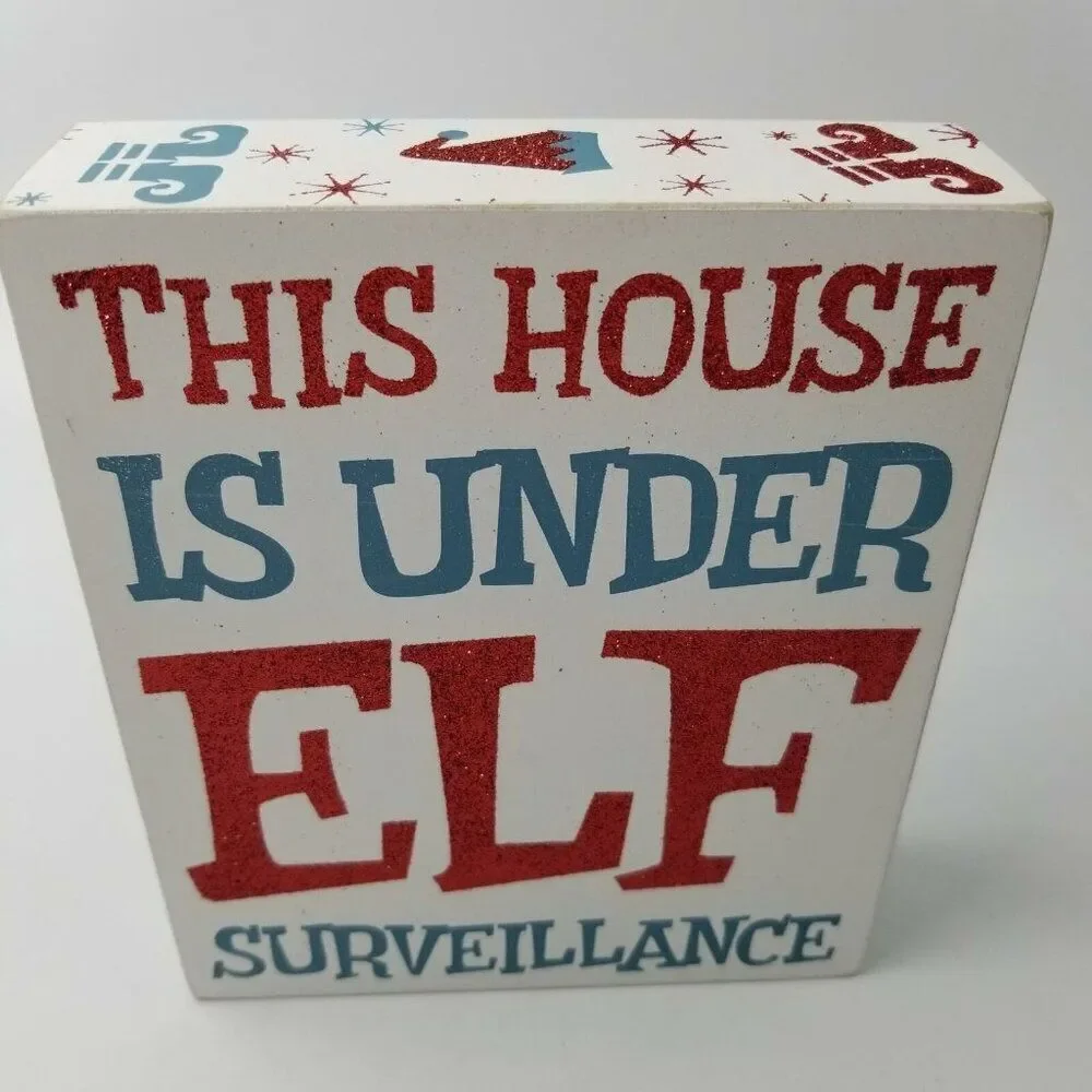 Elf on Shelf Hide Seek Game Elf Surveillance Primitive by Kathy Sign New Lot 2